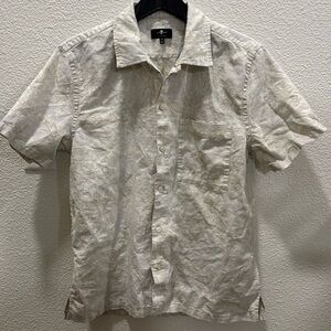7 for all mankind short sleeve tropical button down shirt. Light tan color. M.